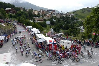 The Tour de France at Alpe d'Huez on stage eighteen of the 2013 Tour de France