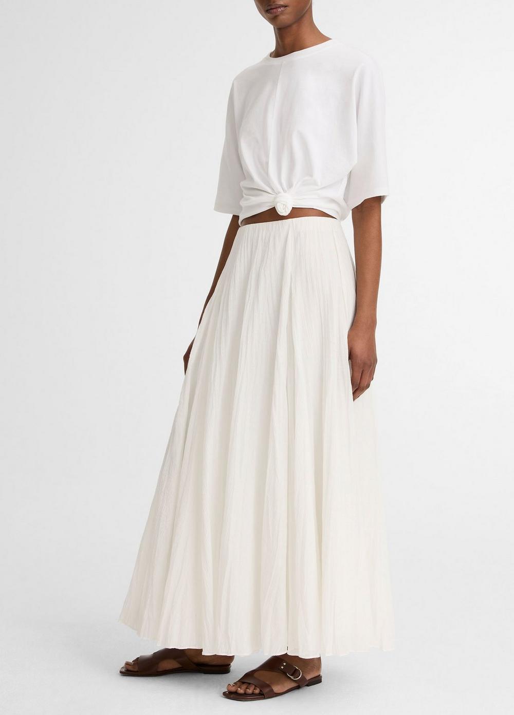 Crinkled Pliss&amp;eacute; Cotton-Blend Maxi Skirt
