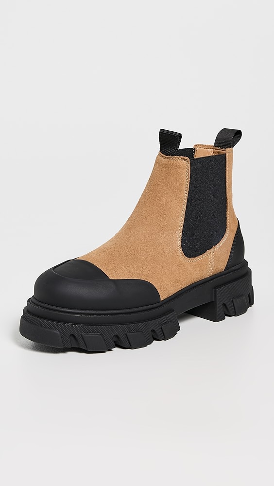 Ganni Cleated Low Chelsea Boots Suede