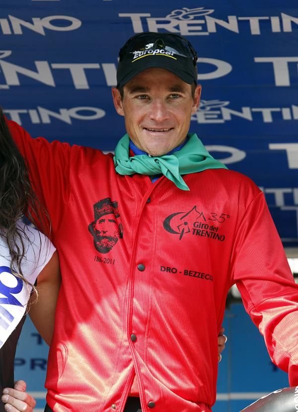 Tomas Voeckler sports some unique fashion statements on the podium of Giro del Trentino