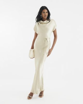 River Island, Gold Cowl Neck Maxi Dress