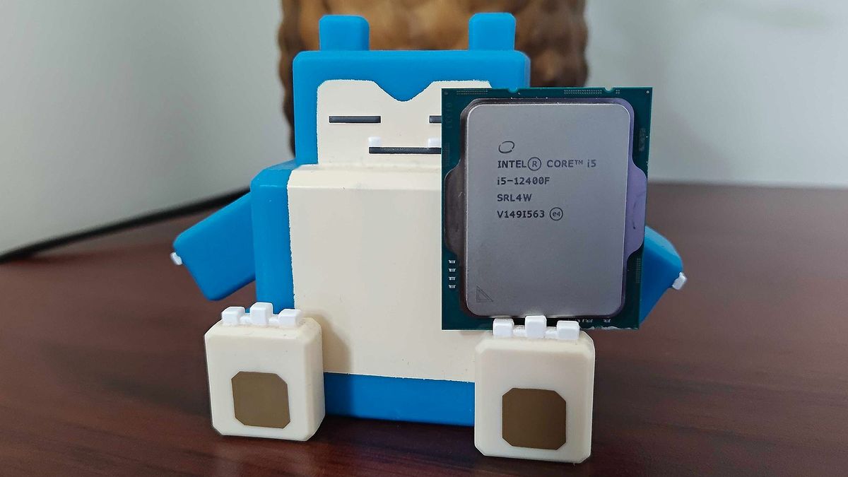 Intel Core i5-12400F CPU resting on Snorlax figure