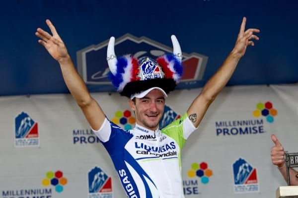 Elia Viviani (Liquigas-Cannondale) on the podium in Breck.