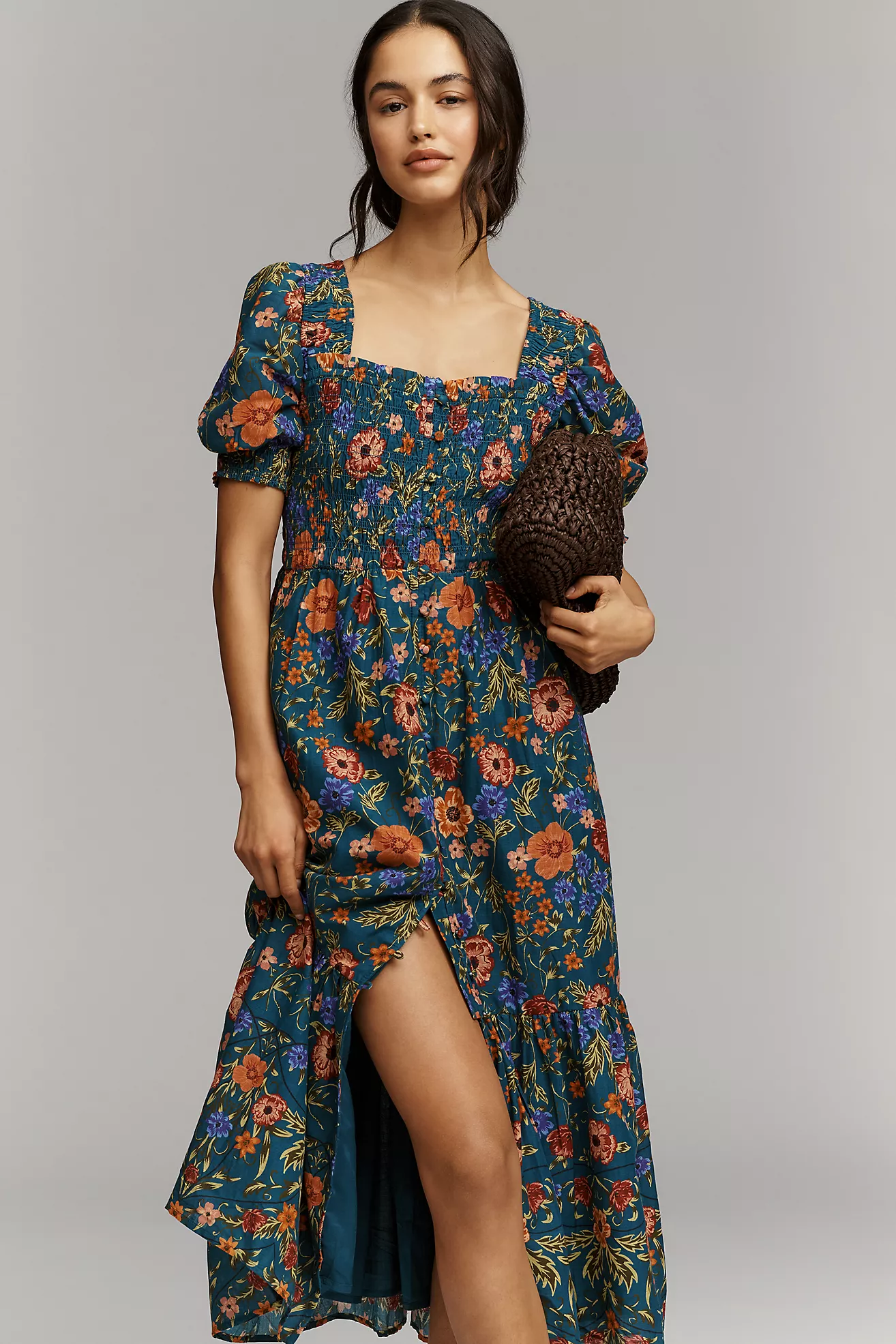 Peregrine Cotton Puff-Sleeve Midi Dress