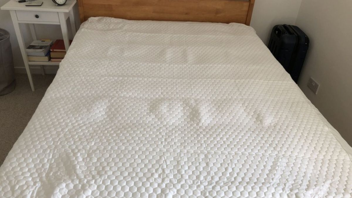 Brooklyn Bedding&#039;s waterproof Luxury Cooling Mattress Protector on a full mattress