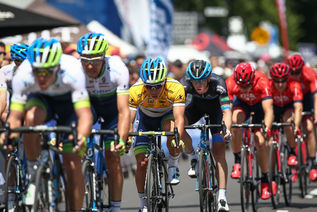Caleb Ewan sitting in the bunch
