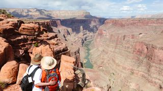 A couple on the north rim of the grand canyon