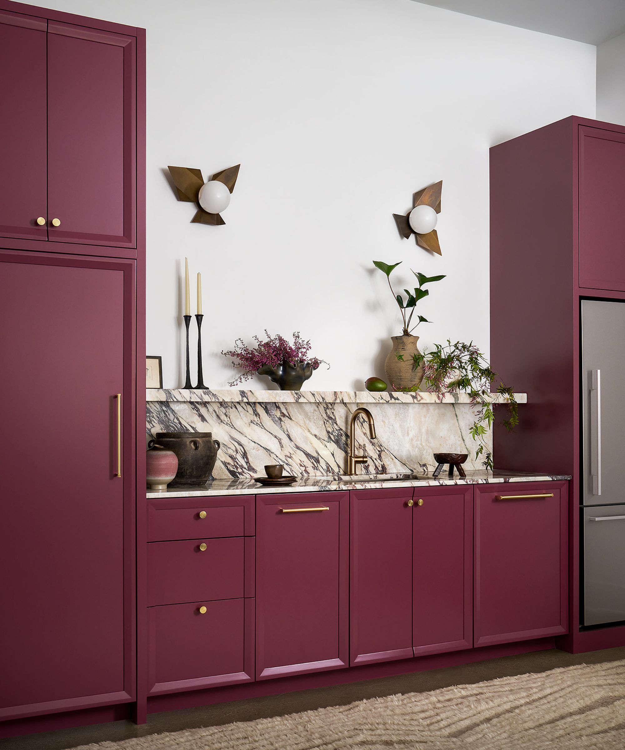 small purple kitchen