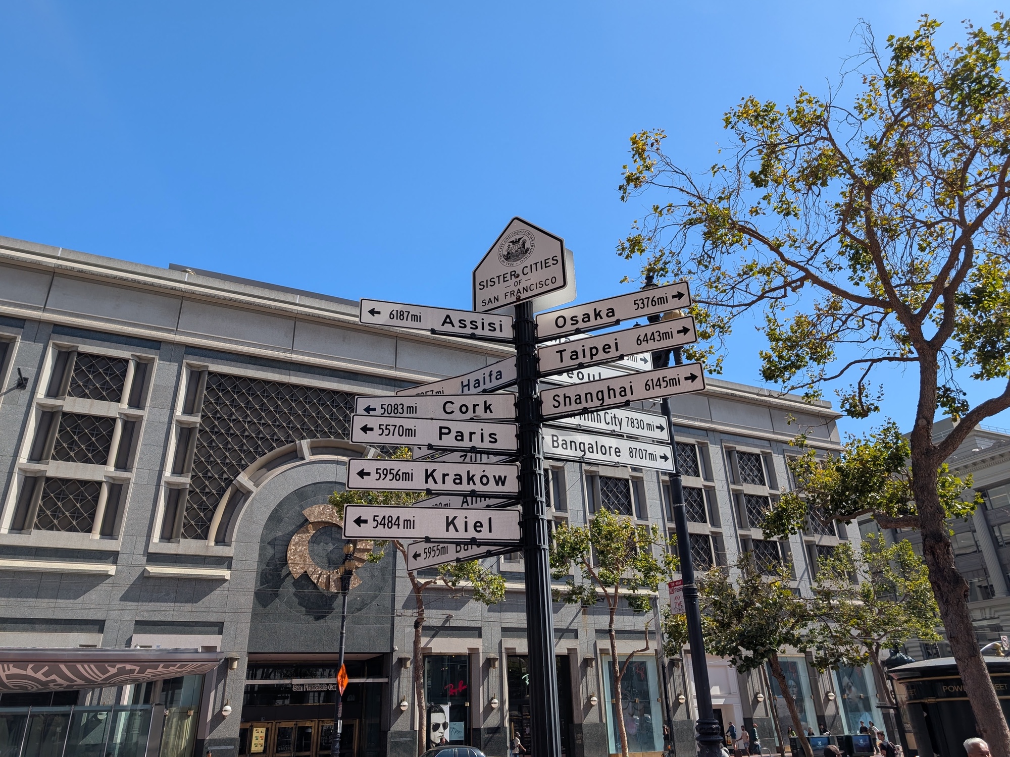 shot of sister city sign in downtown San francisco by pixel 9 pro