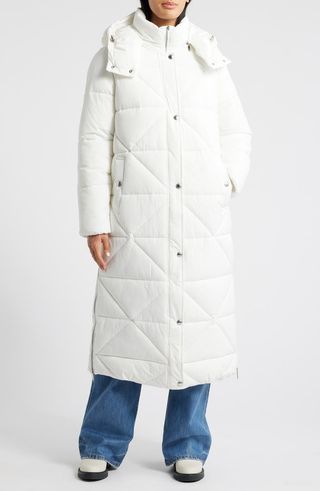 Quilted Puffer Coat With Removable Hood