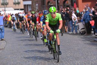 Ryan Mullen setting the pace at the front of the Gent-Wevelgem breakaway