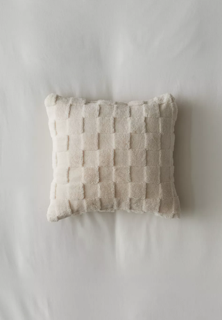 check print pillow in cream