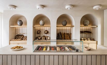 Liberté paris bakery breads and pastries on display in minimalist interior designed by Emmanuelle Simon