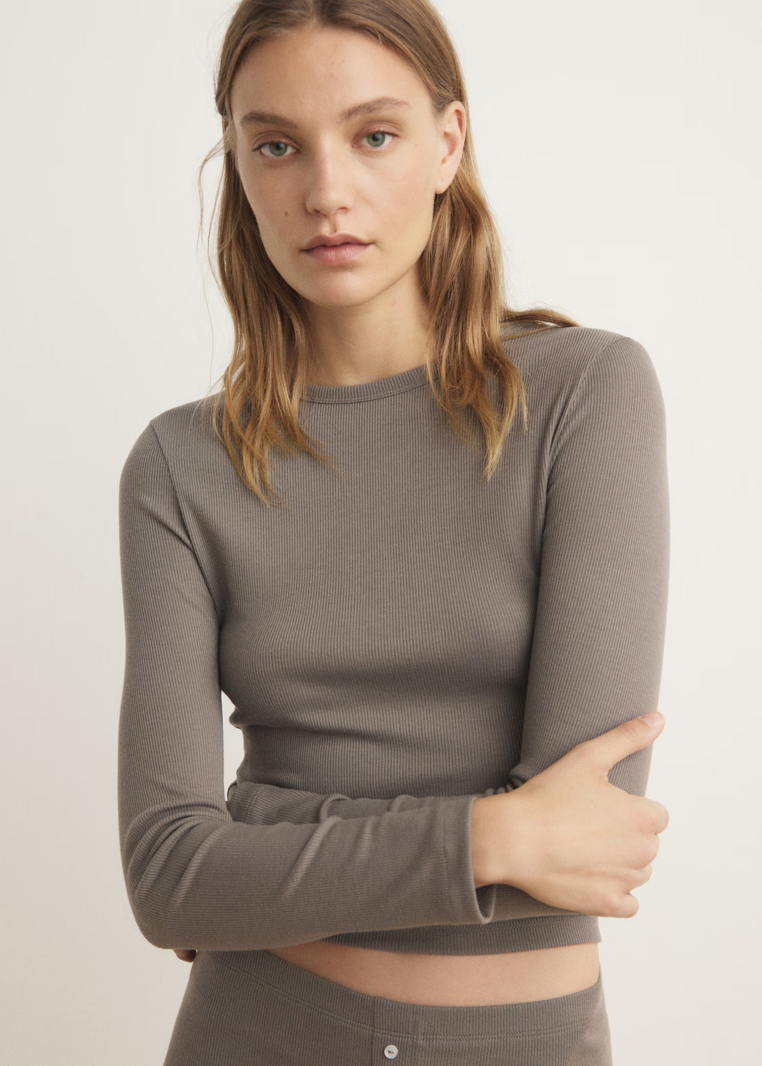 Mango , Rib-Knit Round-Neck T-Shirt (Was $46)