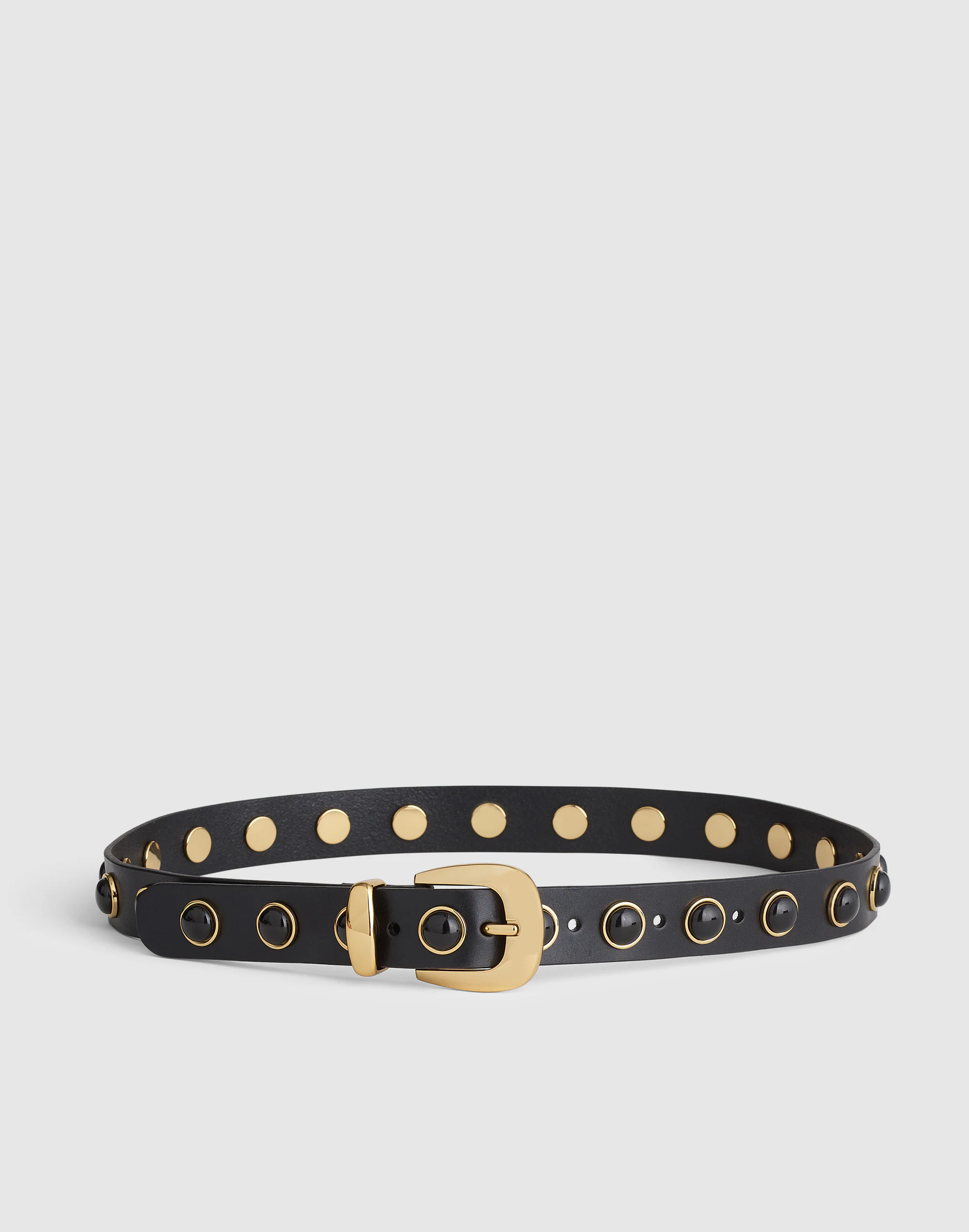 Cabochon-Studded Leather Western Belt