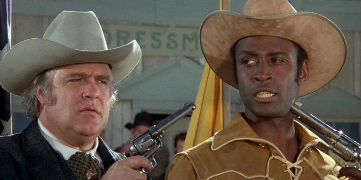 David Huddleston and Cleavon Little in Blazing Saddles