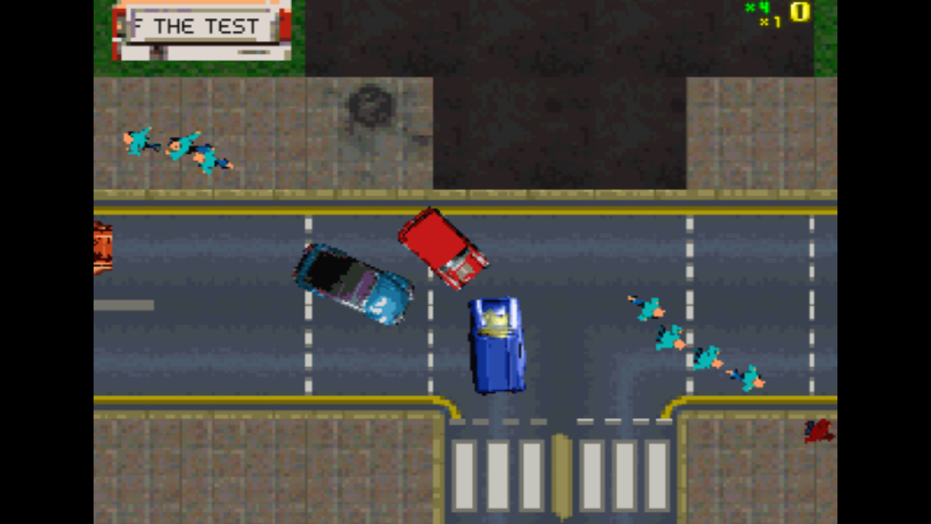 Driving a mini through traffic and people in Grand Theft Auto: London 1969