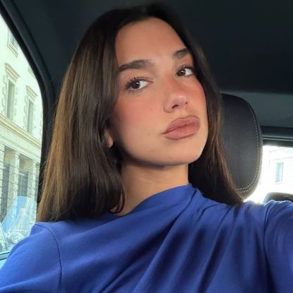 Dua Lipa pulled off the cobalt blue 2026 color trend in a vibrant Chloé dress