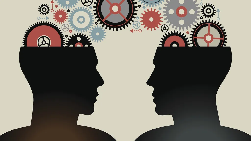 Concept illustration of two humans or humanoids talking