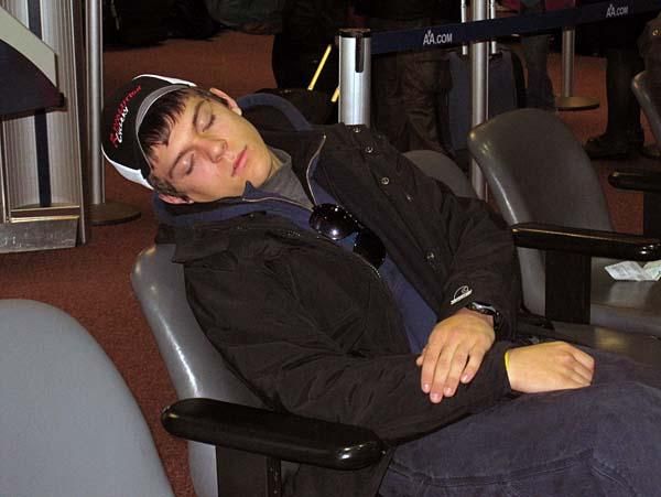 Joshua Lehman catches a nap