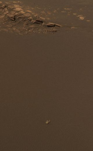 This photo from NASA's Mars rover Opportunity shows what at first glance appears to be a bunny rabbit head on the Red Planet. The image was released in March 2004.