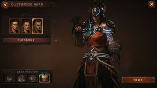 A Diablo Immortal monk in the customization screen