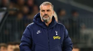 Tottenham Hotspur Manager Ange Postecoglou of Tottenham Hotspur watches from the sidelines during an exhibition football match against West Ham at Optus Stadium in Perth on July 18, 2023. (Photo by TREVOR COLLENS / AFP) / -- IMAGE RESTRICTED TO EDITORIAL USE - STRICTLY NO COMMERCIAL USE -- (Photo by TREVOR COLLENS/AFP via Getty Images)