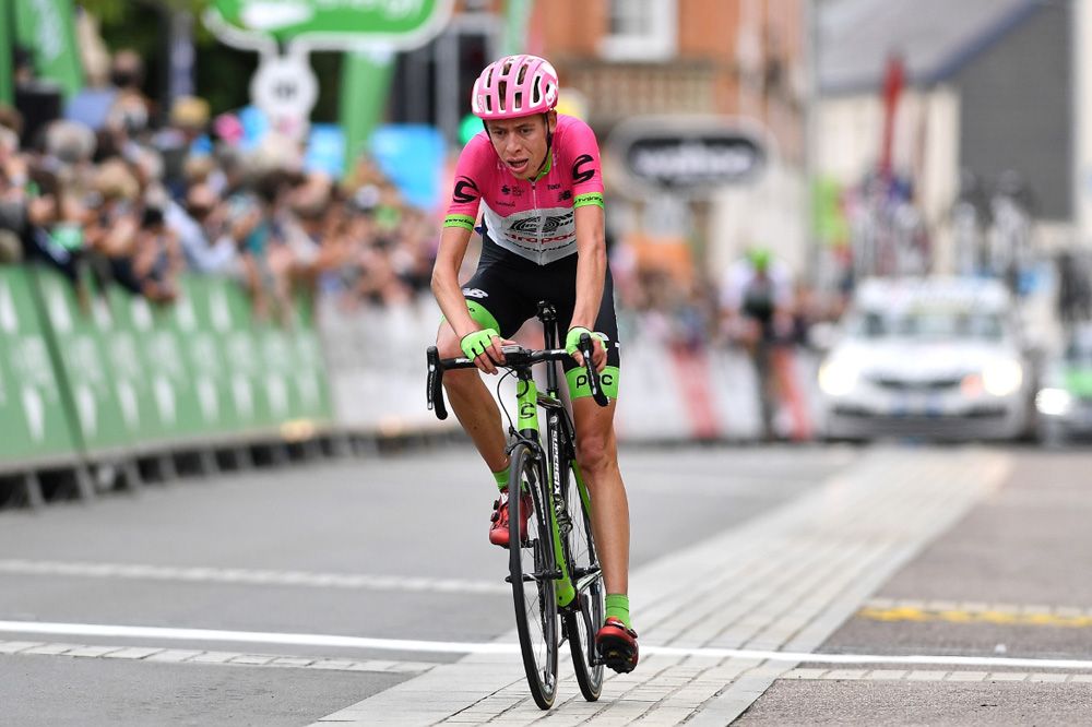 Hugh Carthy (EF Education First-Drapac) hits the finish line