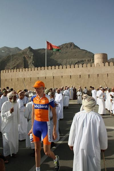 Gesink gets a guard of honour at the podium area.
