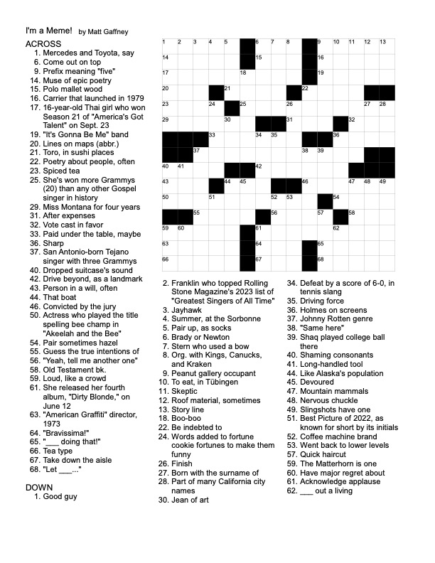 An unsolved crossword puzzle.
