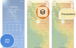 How To See Rain Weather Maps In Weather App iOS 15: Launch Weather, tap the map icon, tap options, and then tap precipitation