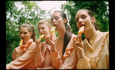 Ladies eating ice-cream in nature