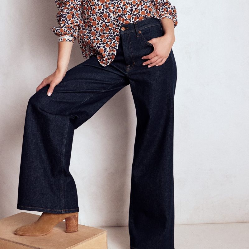 High Rise Wide Leg Jeans on model 