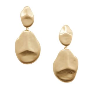 christmas gifts for her - cult gaia gold earrings - 2 pebble shapes with a hammered design