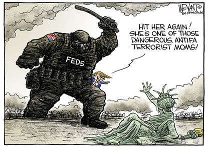 Political Cartoon U.S. Trump Portland militia