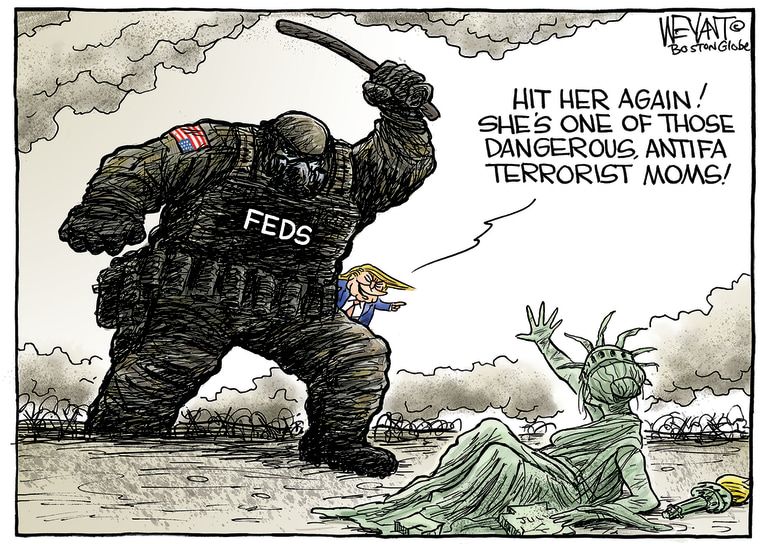 Political Cartoon U.S. Trump Portland militia