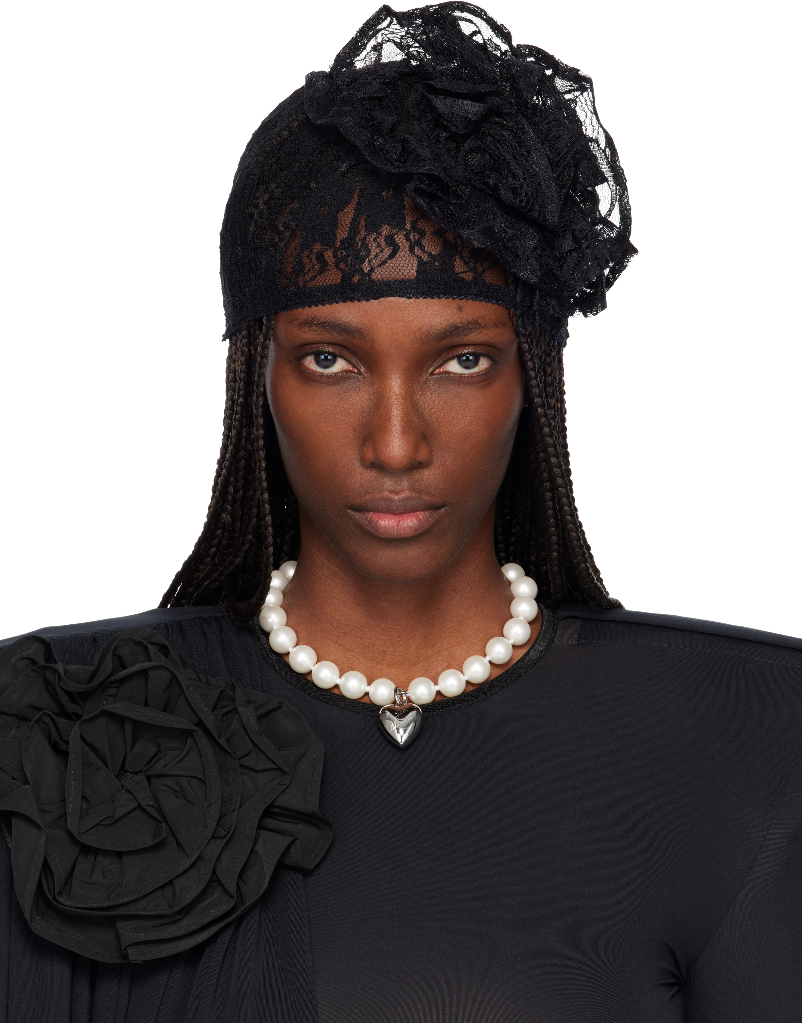 Black Lace Flower Beanie