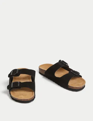 M&S Collection, Suede Buckle Footbed Mules