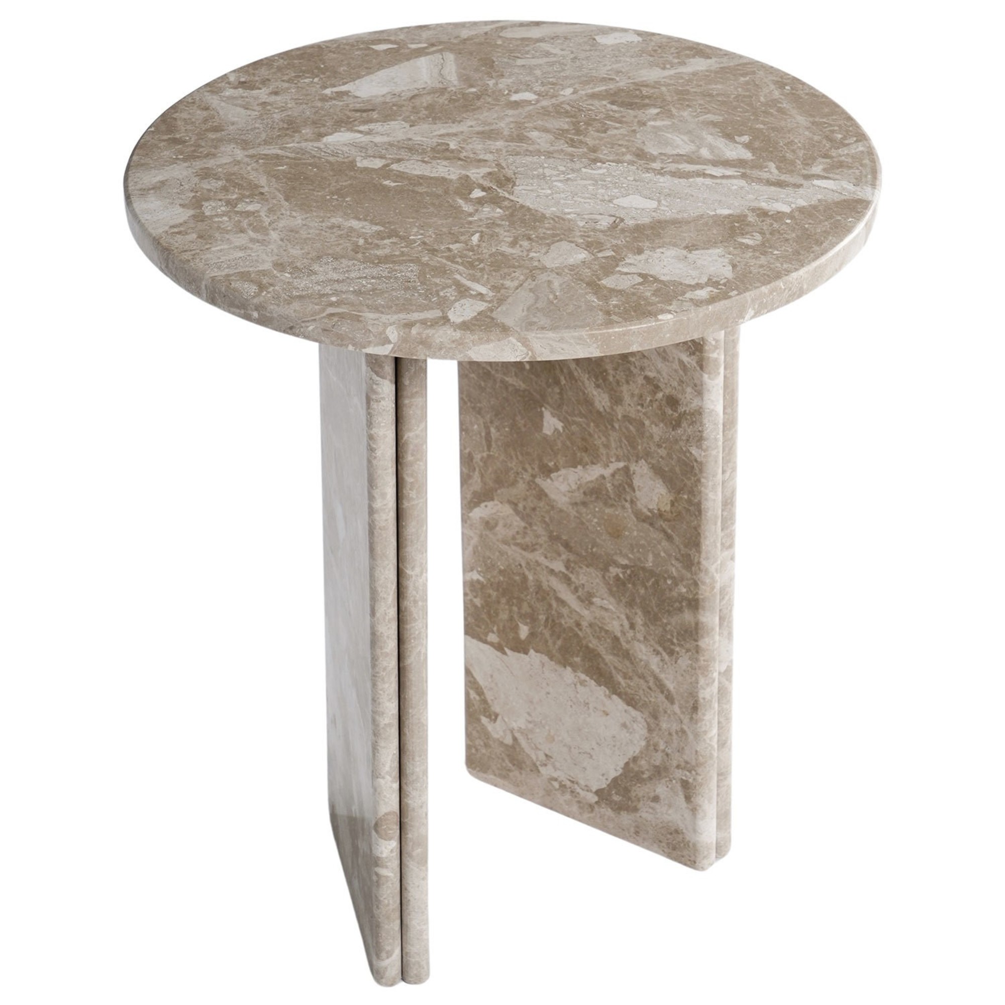 Furniture 123 Round Beige Marble Side Table - Matilda