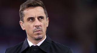 Gary Neville on commentary duties for Sky Sports.