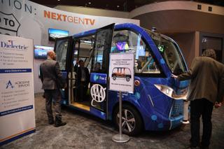 ATSC 3.0 demos at the show included an autonomous shuttle between the South and Central Halls broadcasting live Next Gen TV.