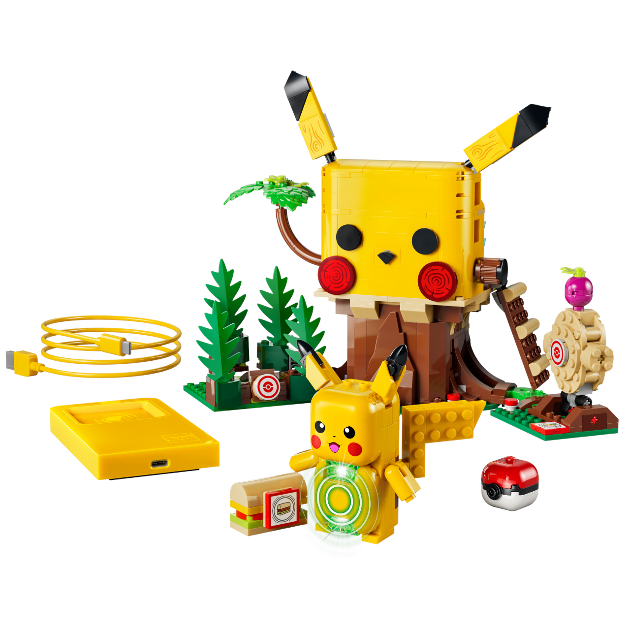 Lego Training House with Pikachu set on a plain background