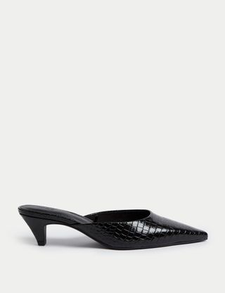 Croc Kitten Heel Mules