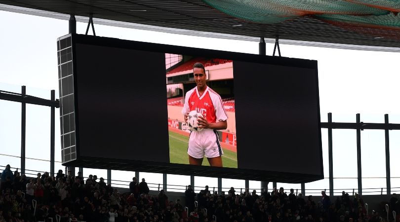 David Rocastle remembered on the big screen ahead of Arsenal vs Leeds in April 2023.