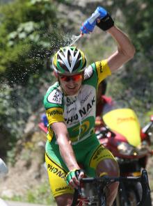 Floyd Landis on his stage-winning ride in the 2006 Tour de France.