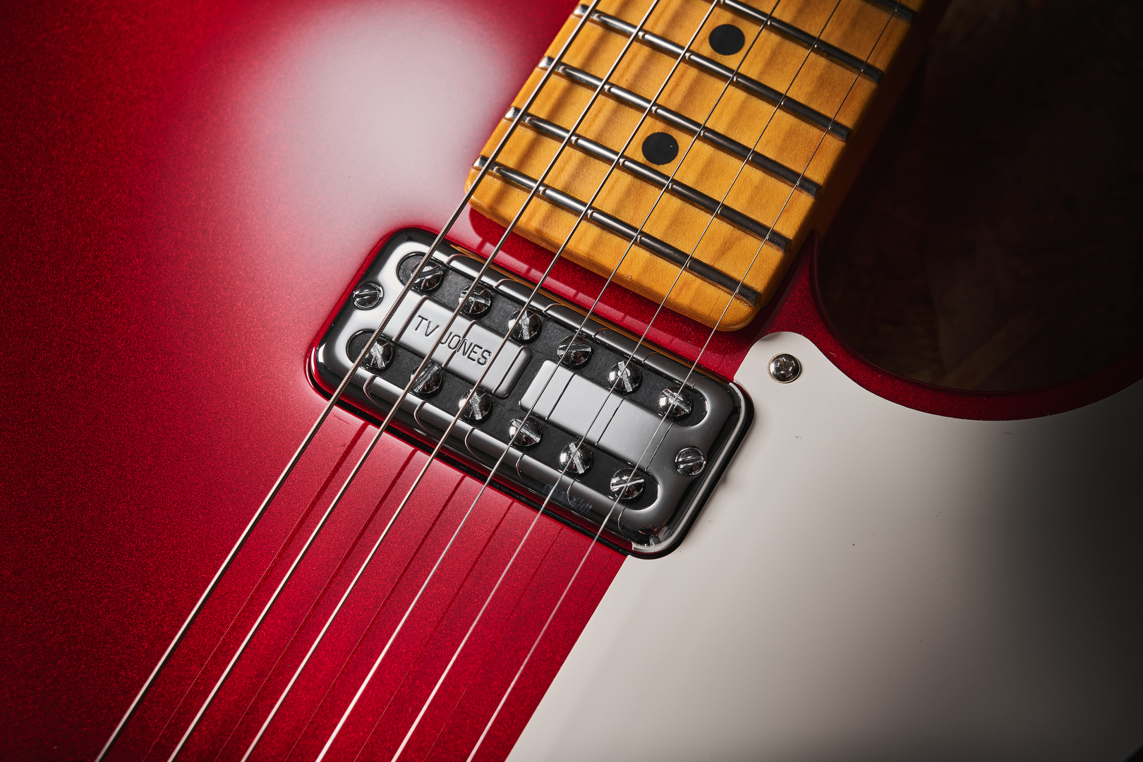The neck pickup of the Fender 75th Anniversary American Professional Classic Cabronita Telecaster electric guitar