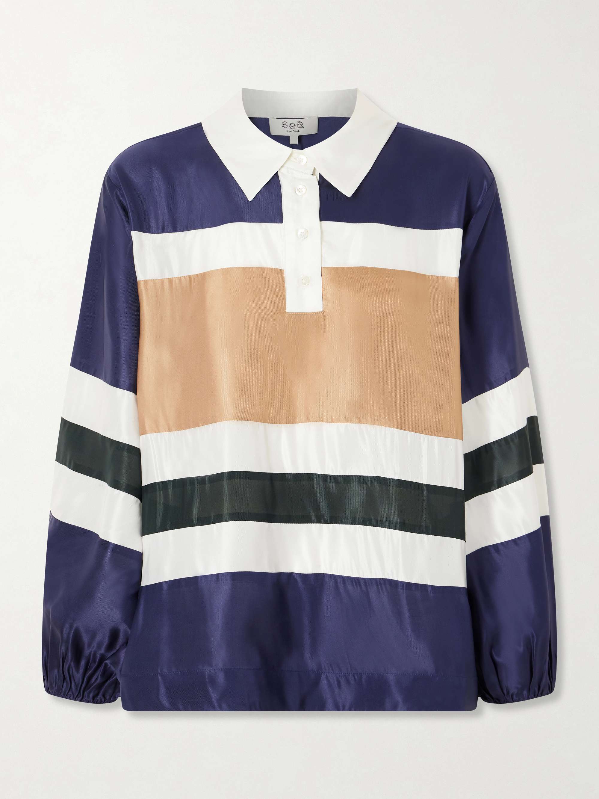 Juliet Striped Satin Polo Shirt