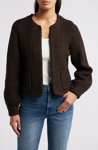 Marled Blouson Sleeve Cardigan