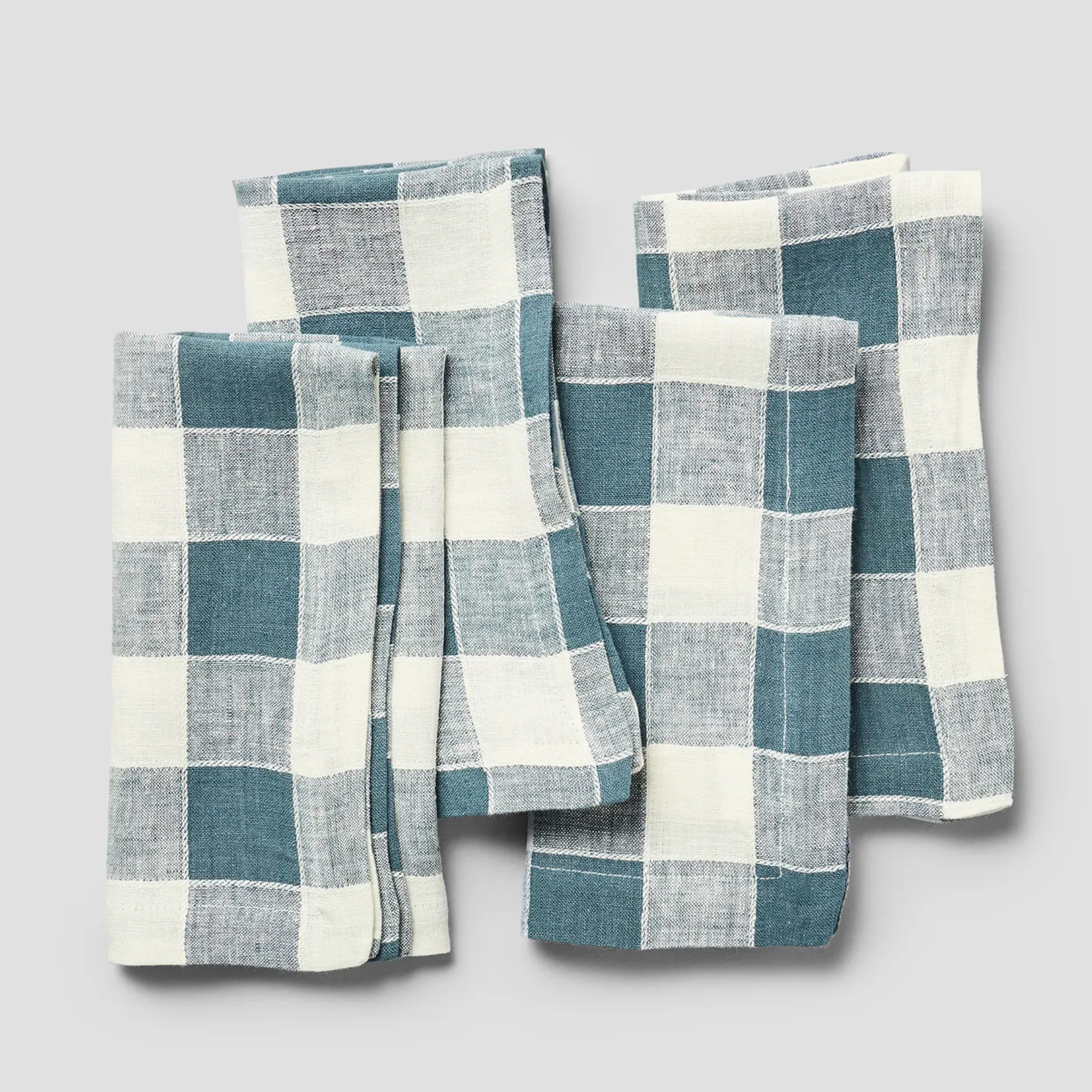 plaid napkins in shades of blue and white