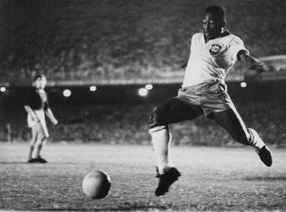 Pelé in action for Brazil circa 1958.